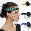 Повязка на голову с перьями, Повязка на голову с пайетками для Маскарадной вечеринки, Перья, Фасинаторы, Повязка на голову, Коктейльный головной убор