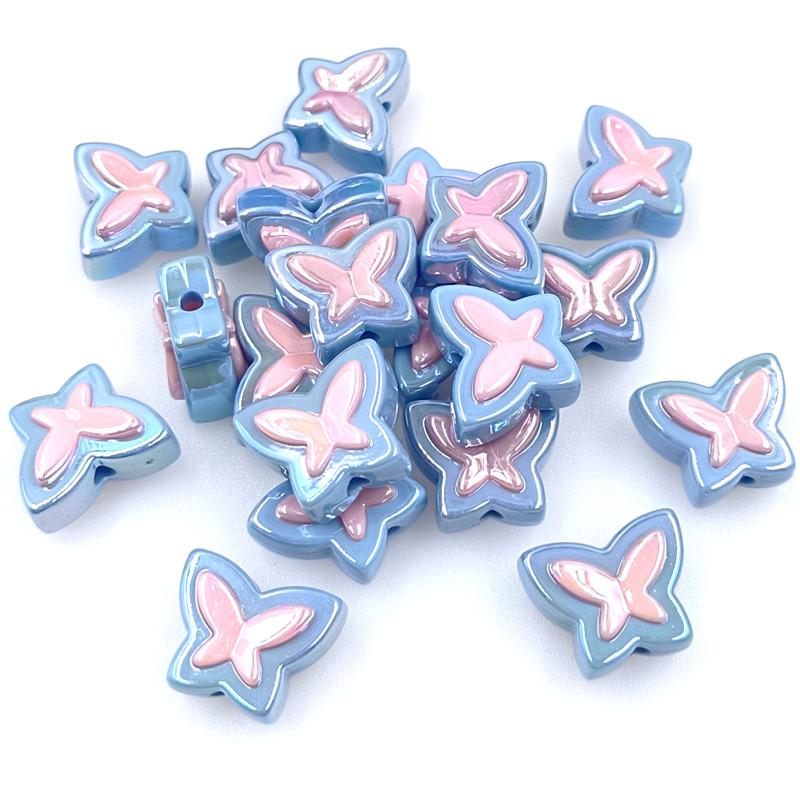 Butterfly Loose Beads Bracelet Necklace UV Plated Jewelry Accessories Three-dimensional 5pcs Creative Beaded Material Dazzle Two Color