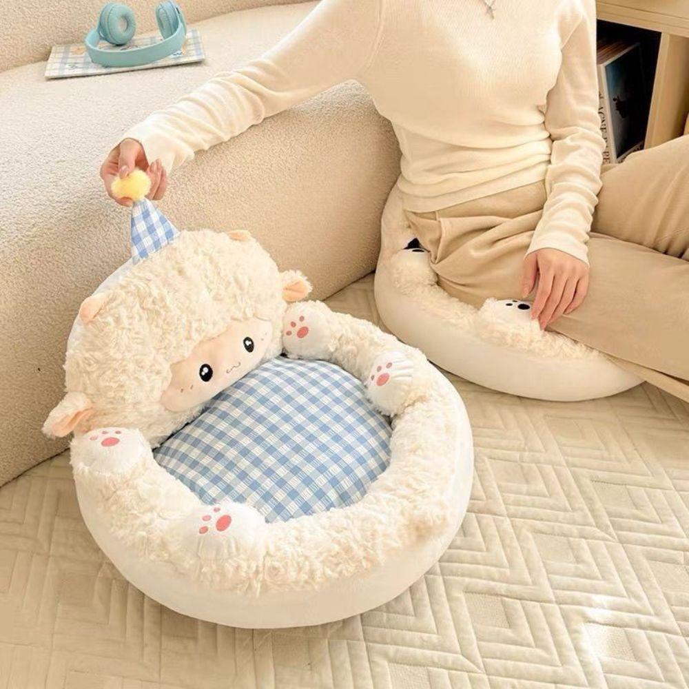 Lamb Shape Sheep Cushion Plush Lazy Sofa Seat Durable Stuffed Floor Cushion  Home