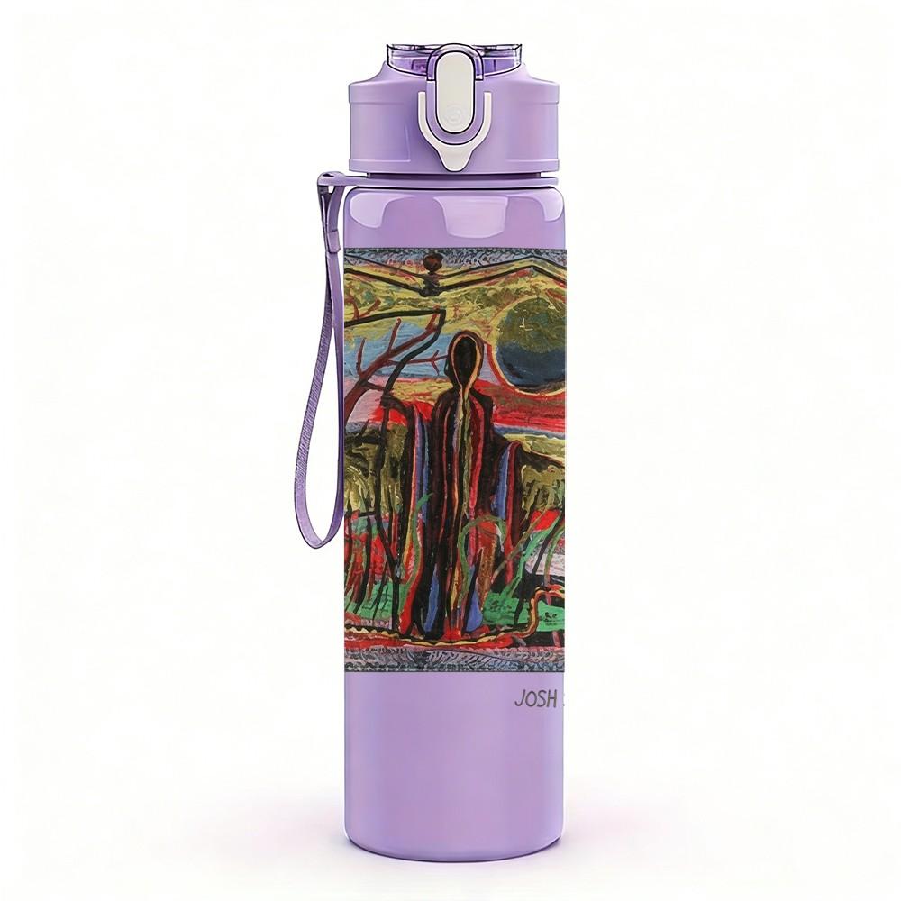 1PC Colorful Pattern A B 750ml sports water bottle leakproof straw lid outdoor office home