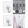 10PCS Transparent Stainless Steel Strong Self Adhesive Hooks Key Storage Hanger for Kitchen Bathroom Door Wall Multi-Function