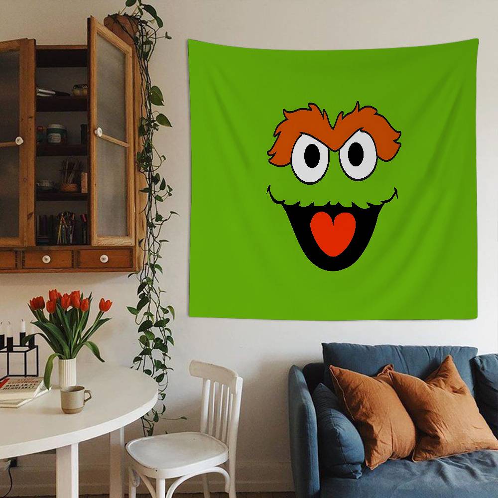 Sesame Street Cartoon Tapestry Art Printing Art Science Fiction Room Home Decor Wall Art Decor