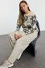 Women's Elegance Style Sweater Stone Soft Textured Floral Knitwear Sweater