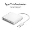 3-in-1 USB-C Card Reader for CF, TF, SD Cards - Compatible with Apple and Android Devices