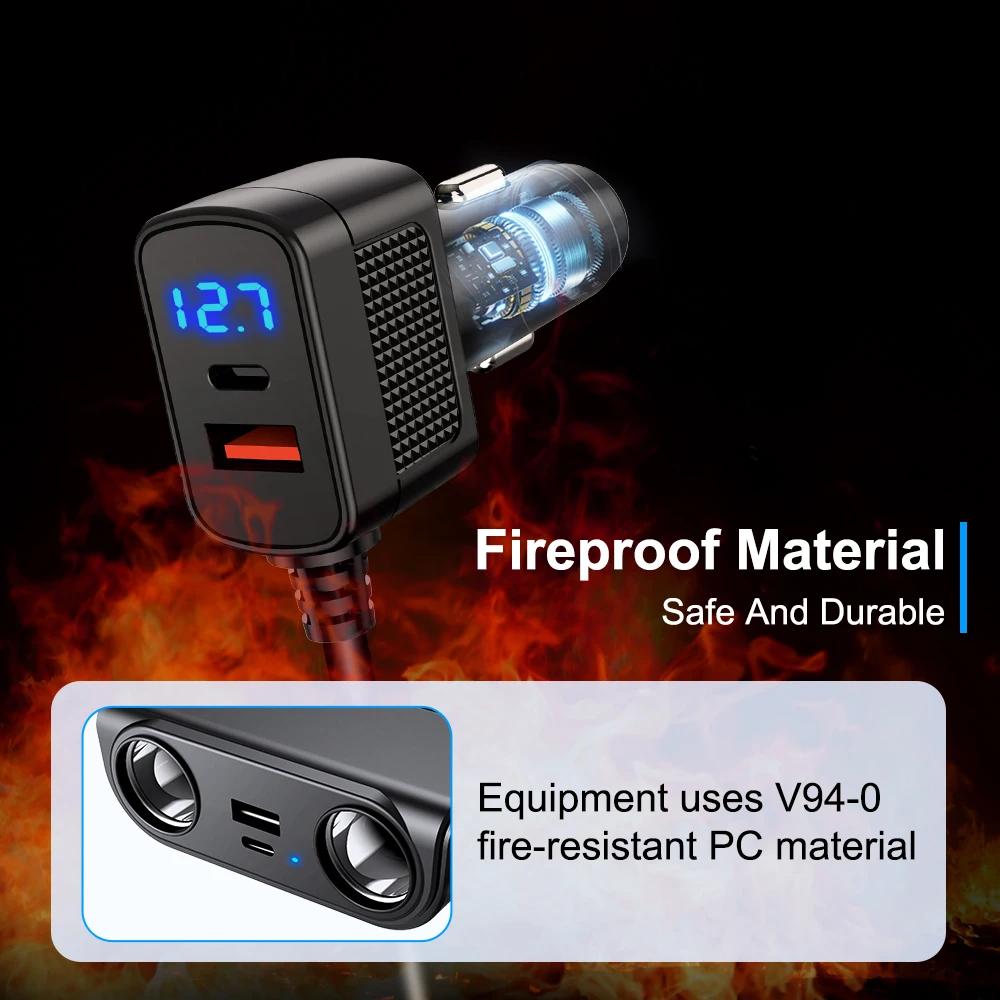 12 В/24 В автомобильный прикуриватель 120 Вт автомобильное зарядное устройство PD QC USB быстрая зарядка адаптер питания зарядное устройство 4 в 1 многофункциональная розетка