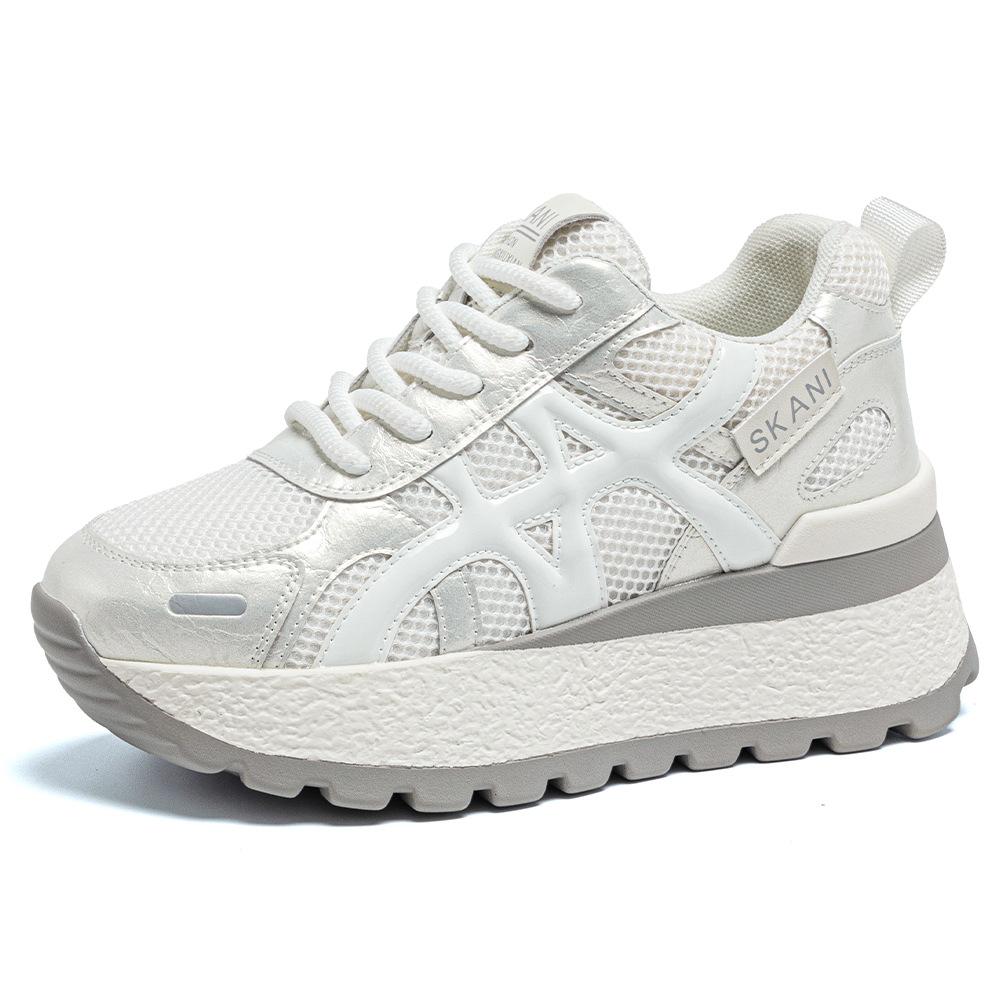 2026 autumn new inner heightening platform casual dad shoes lace-up wedge small single shoes heightening student shoes women's shoes