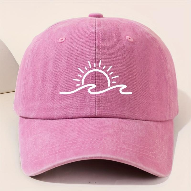Sunrise White Printed Baseball Cap for Men and Women Fashionable Retro Outdoor Hat Versatile Peaked Cap
