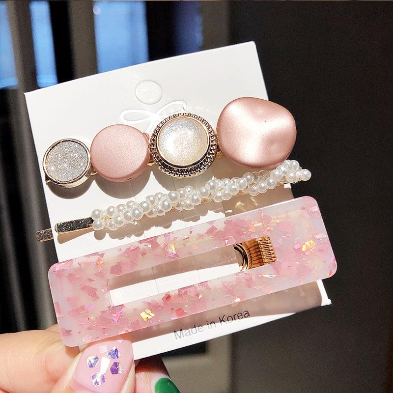 Fashion Acrylic Pearl Hair Clips Set Sweet Flower Hair Barrettes For Women Girls Korean Geometric Hair Accessories Jewelry