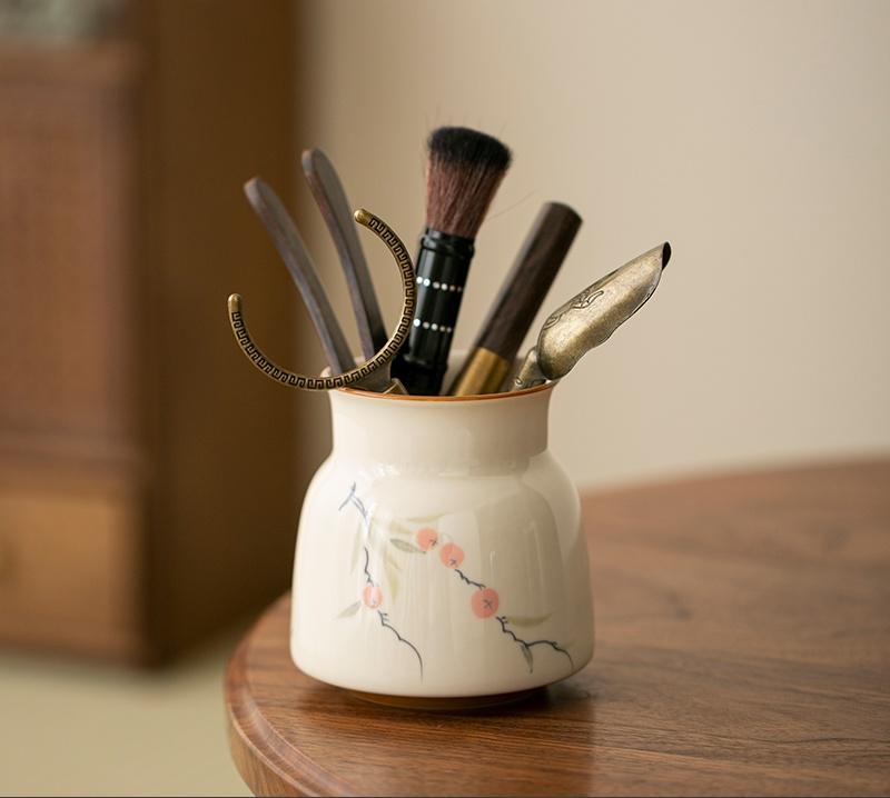 Нарисованный вручную бамбуковый чайный сервиз «Хурма» для чайной церемонии Six Gentlemen Zen Kung Fu Чайный нож Чайная игла Chaze Чайный набор инструментов Чайная утварь Посуда