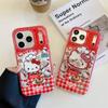 Красный Клетчатый Магнитный Чехол для iPhone с Котом-Шефом для Женщин - Совместим с iPhone 17, 16 Pro Max, 15, 14