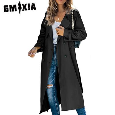 Женские винтажные повседневные однотонные принтованные куртки и пальто с длинным рукавом и воротником-поло на весну и осень