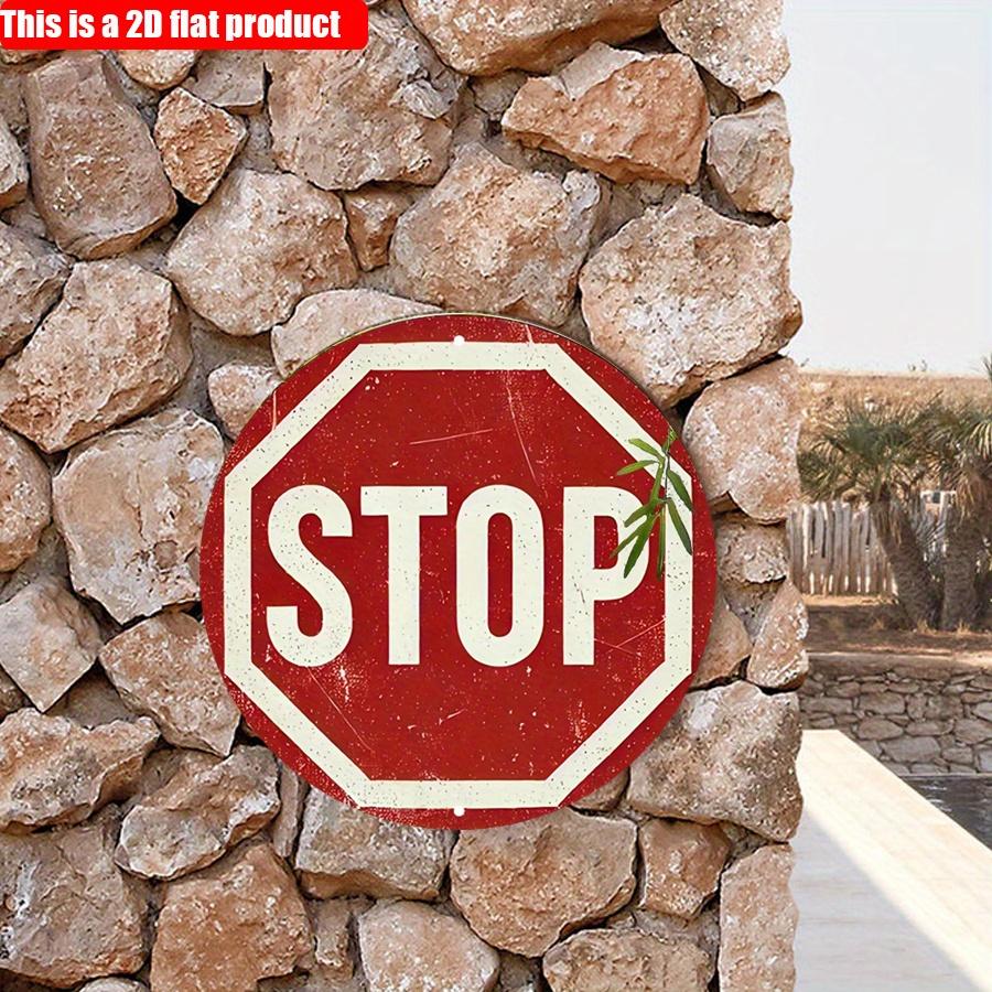 2D плоский 20*20 см 1 шт. Винтажный знак остановки парковки, настенная табличка, круглый ретро-украшение дорожного знака, отлично подходит для бара, кафе, парковки и декора заднего двора