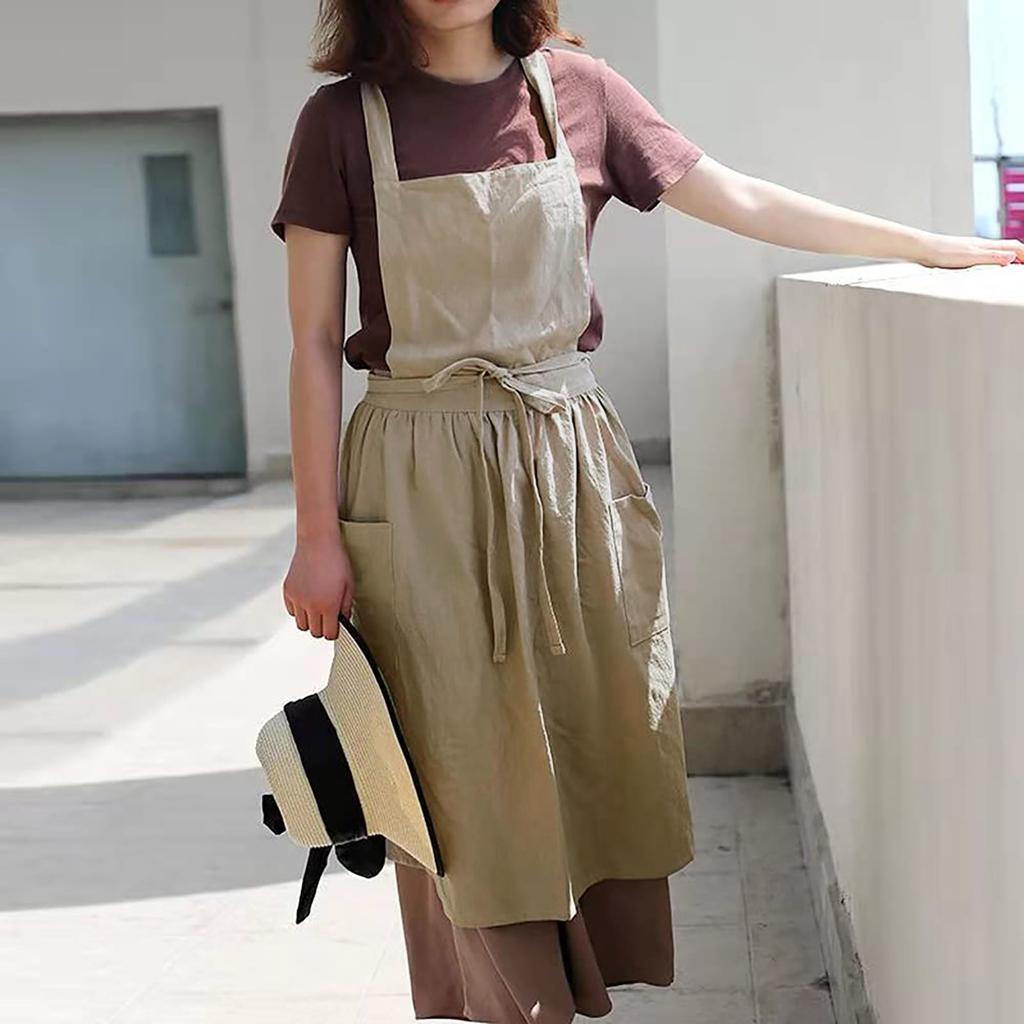 Soft Cotton Kitchen Cooking Apron With Cross Back For Cooking Catering Work Commercial Restaurant The Size Can Be Customized