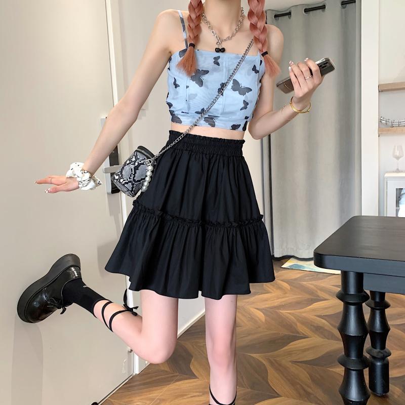 HOUZHOU мини-юбки женские Kawaii милые лоскутные плиссированные юбки с высокой талией корейская мода в консервативном стиле