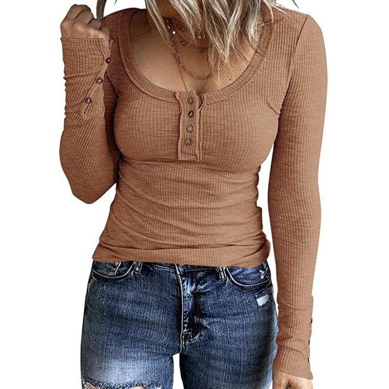 IHUASU Осенний женский жилет на пуговицах, цветная футболка с V-образным вырезом и длинными рукавами