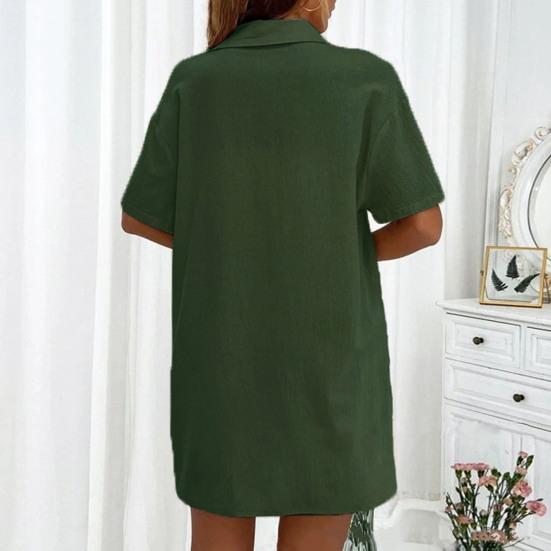 Женский комплект из 2 шт./компл., однотонный цветной воротник с лацканами, рубашка с короткими рукавами, шорты, блузка с высокой талией, свободная выше