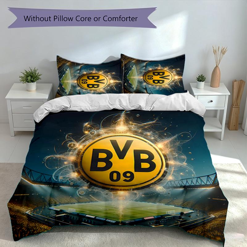 Набор из 3 предметов: Пододеяльник и 2 наволочки Borussia Dortmund, Мягкая и удобная ткань, Подходящий комплект постельного белья