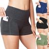 Women High Waist Yoga Pants Side Cell Phone Pockets Sports Shorts Leggings Pants