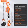 VEVOR Manual Lever Chain Hoist, 1/2 Ton 499.5 kg Capacity 1.5m Come Along, G80 Galvanized Carbon Steel with Weston Double-Pawl Brake