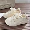 Cream Platform White Shoes Women's Spring and Summer New Niche Chic Versatile Bread Shoes Low-top Student Board Shoes Sneakers