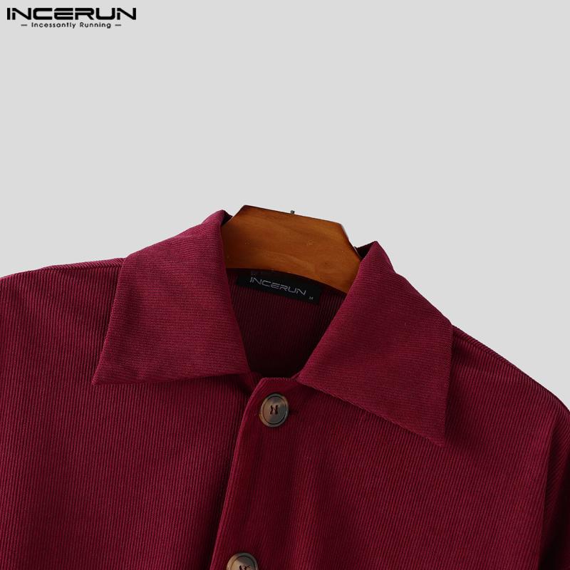 INCERUN Autumn Men Lapel Neck Long Sleeve Corduroy Casual Short Jackets Coats