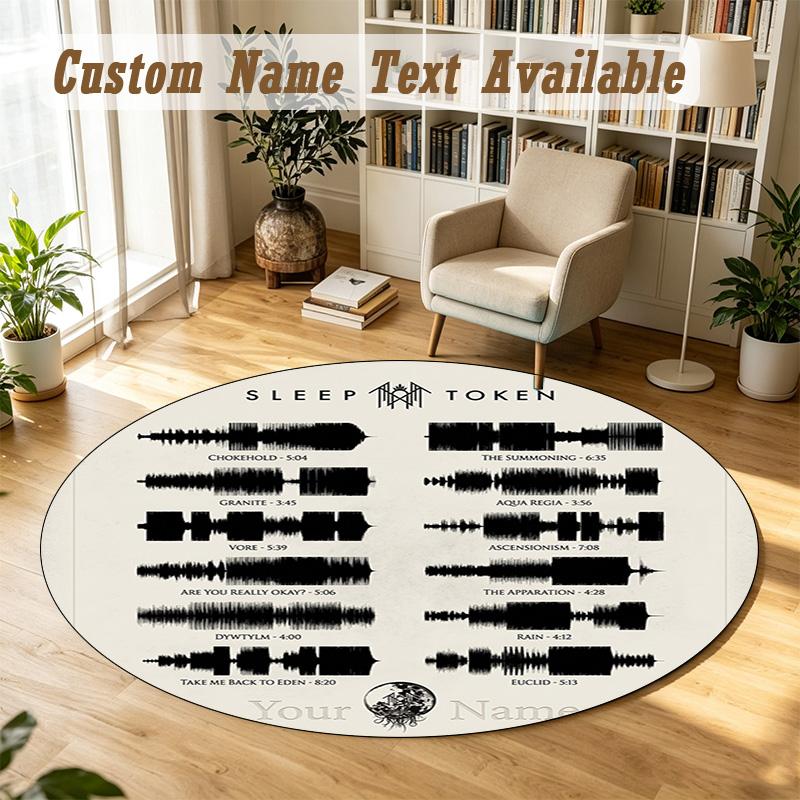 Sleep Token Personalized Round Rug Support Custom Name, Soft Home Decor Mat