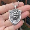 Personalized Punk Style Necklace Stainless Steel King Of The Jungle Lion Head Shield Pendant Hip Hop Pendant Sweater Chain