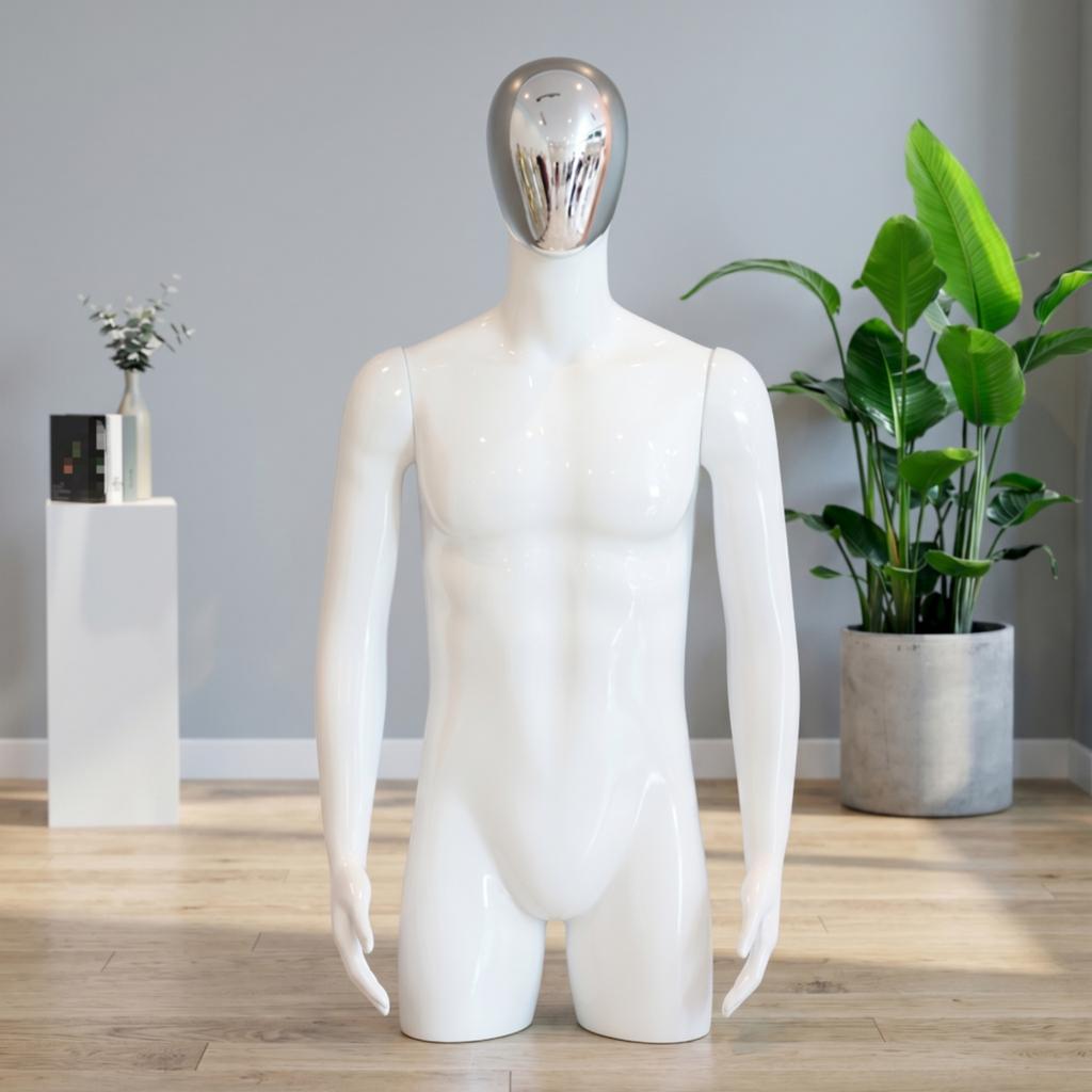 Male Mannequin with Arms Realistic Half-Body Mannequin Display Form Stable Long-Lasting for Retailers, Product Photography
