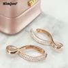 SIMJOO Geometric Square Earrings Zircon Rose Gold Color French Earrings Premium Jewelry