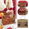 Handwoven Creative Small House Rattan Picnic Storage Basket Wedding Bridesmaid Handheld Gift Box