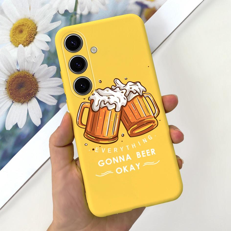Чехол для Samsung Galaxy S24 Plus Милый Желтый Утенок Астронавт Матовый Силиконовый Мягкий Чехол для Samsung S 24 S24 Ultra S24+ 5G Funda