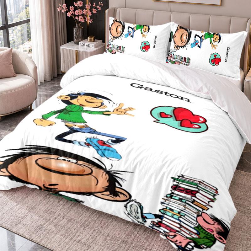 Gaston Lagaffe 3Pcs Bedding Set Duvet Cover With Two Pillowcases For Bedroom Home Decoration