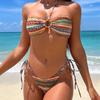 Halter String Ring Link 2 Piece Triangle Bikini Swimsuit Women Swimwear Female Bather Bathing Swimming Swim Suit Beachwear