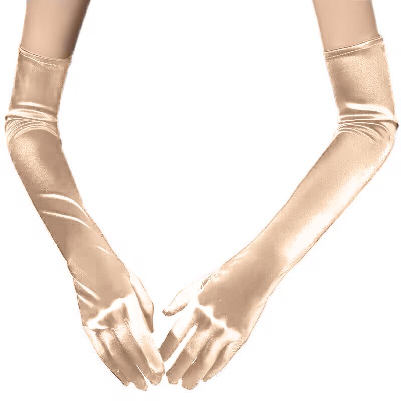 55cm Long Section Satin High Elasticity Solid Halloween Sexy Pole Dance Evening Dress Etiquette Accessories Drive Cosplay Gloves