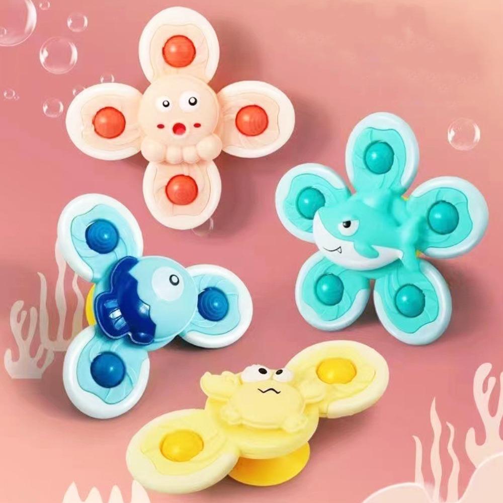 Top Baby Games Finger Spinner Suction Cup Toy Baby Spin Top Bath Toys Bathing Sucker Spinner