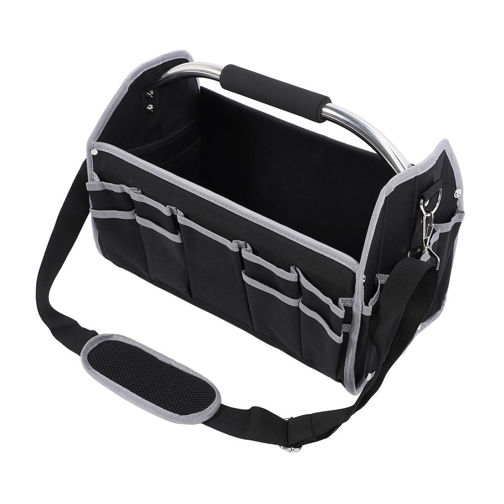 Сумка для инструментов электрика, портативная, большой емкости, многофункциональная, с открытым верхом и стальной ручкой для