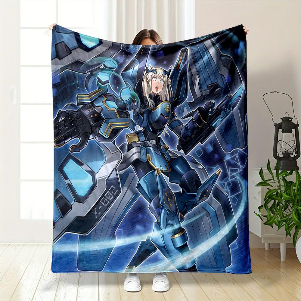 "Cyber Warrior Mecha Girl Design" Patterned flannel blanket perfect for the bedroom living room, sofa, or a little nap