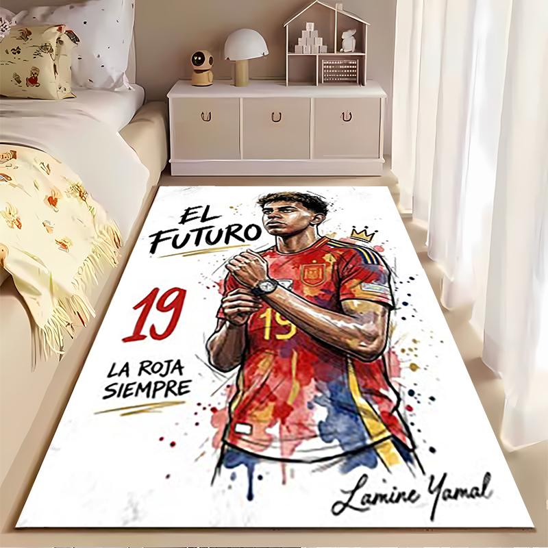 Спортивный ковер, Ламин Ямаль Испания 19 El Futuro Мультяшный плакат, Декор для фанатской комнаты, Нескользящий коврик