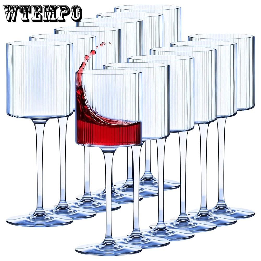 4 шт. Элегантные цветные бокалы для вина с ребристым дизайном, 11 унций, выдувное стекло премиум-класса, синие и зеленые бокалы на ножке, бокалы для вина на длинной ножке