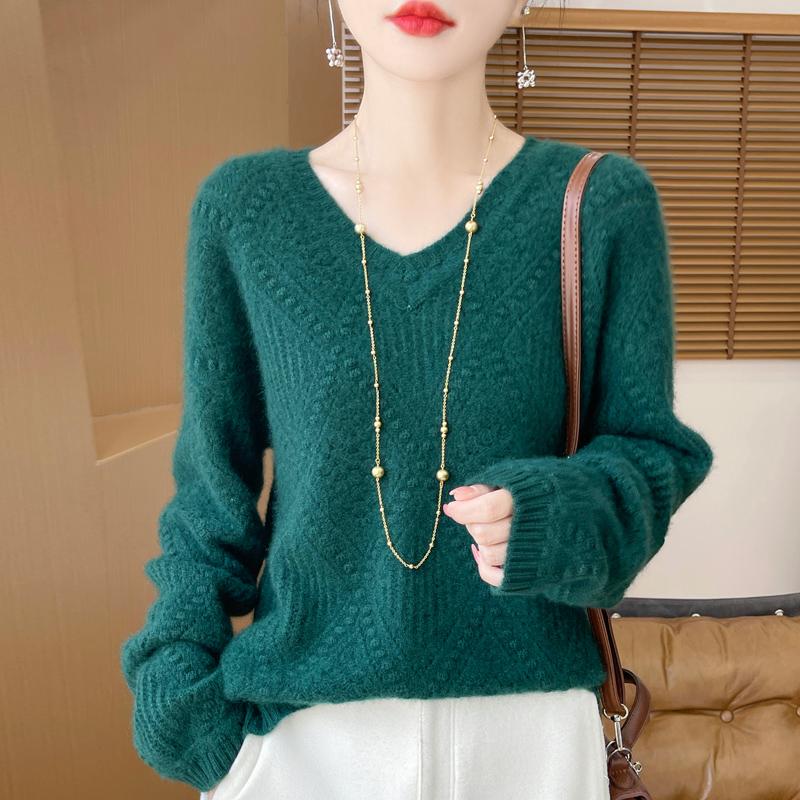 Женский кашемировый свитер Qinghe Cashmere 30% кашемир 70% шерсть Осень и Зима Пуловер Теплый и Модный