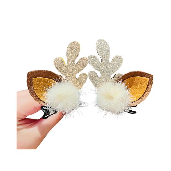 1 пара рождественских заколок для волос, праздничные стили, олень, рождественская елка, снеговик, Санта-Клаус, плюш, декор из пайеток, заколки для волос