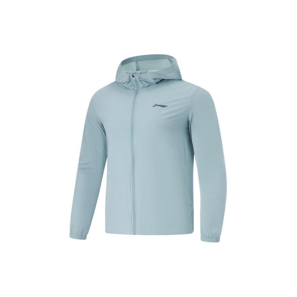 Li-Ning AFDU163-6 Мужская куртка для бега с защитой от солнца UPF50+, реагирующая на холод, Цвет: Рыбий глаз, Зеленый