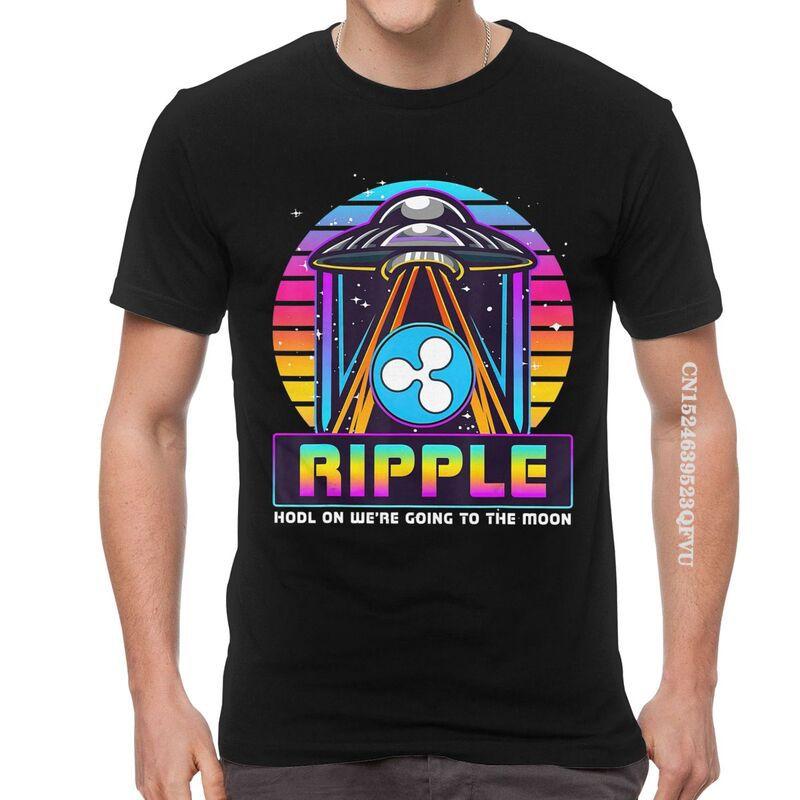 Mens Ripple XRP HODL On We Are Going To The Moon T Shirts Vaporwave Bitcoin Tshirt Hip Hop T Shirt Cotton Oversized Tee Tops