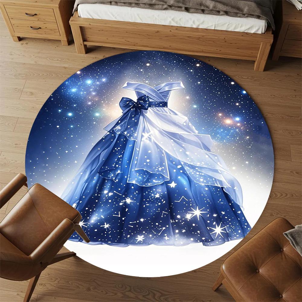 1PC Celestial Starry Gown Round Chair mat Area Rug - Non-Slip, Floor Mat for Office, Bedroom, home decor Christmas Gift c0528051