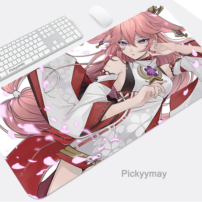 Коврик для мыши игровые аксессуары коврик для мыши Yae Miko компьютер ноутбук ПК геймер Mause Genshin Impact большая аниме-клавиатура настольный ковер