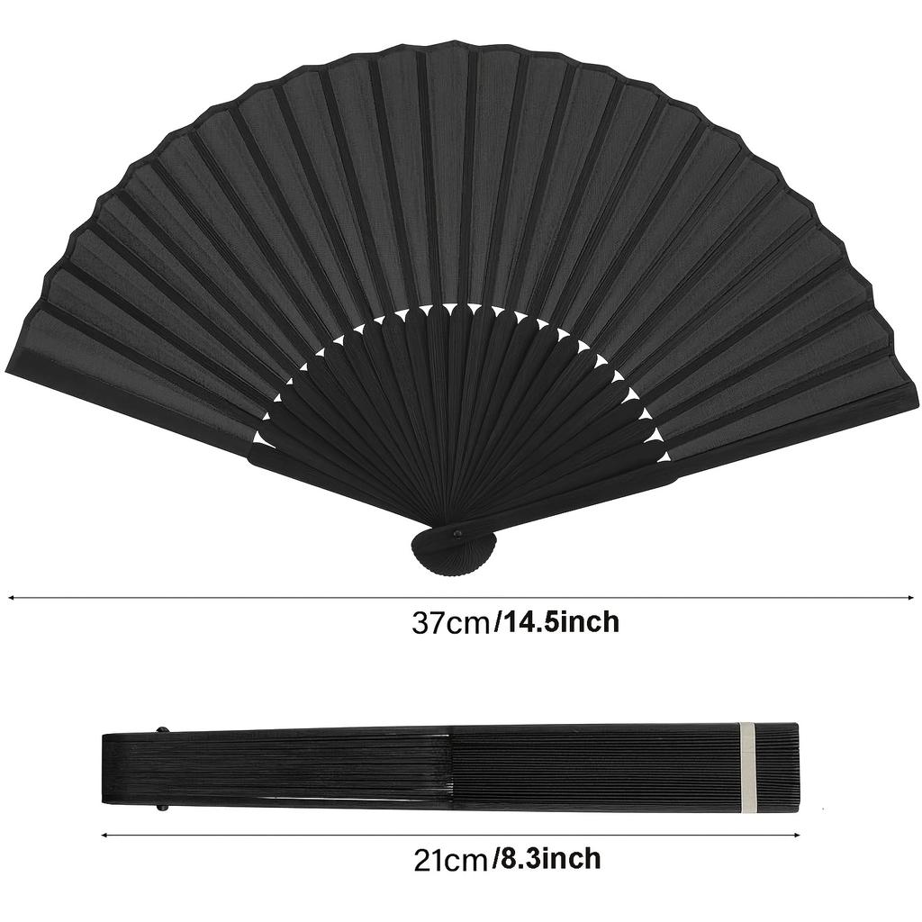 Hand Fan Black Foldable Hand Fan Black Pocket Fan Hand Folding Fan Chinese Fan for Summer Party Dancing Wedding Home Decorations