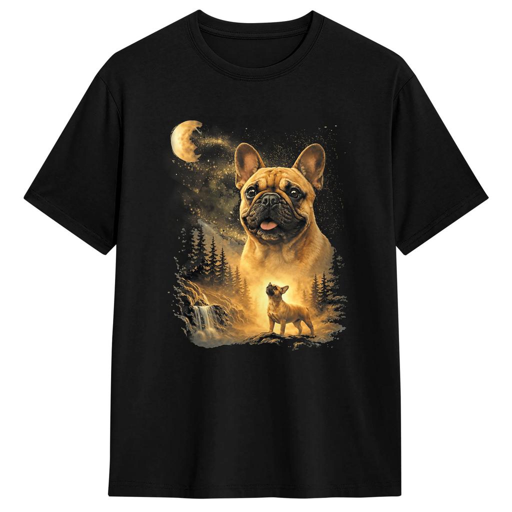 French Bulldog Howling To The Moon Dog Lover Vintage Graphic Cotton T Shirt For Unisex Summer Funny Tshirts Leisure Tee Shirt