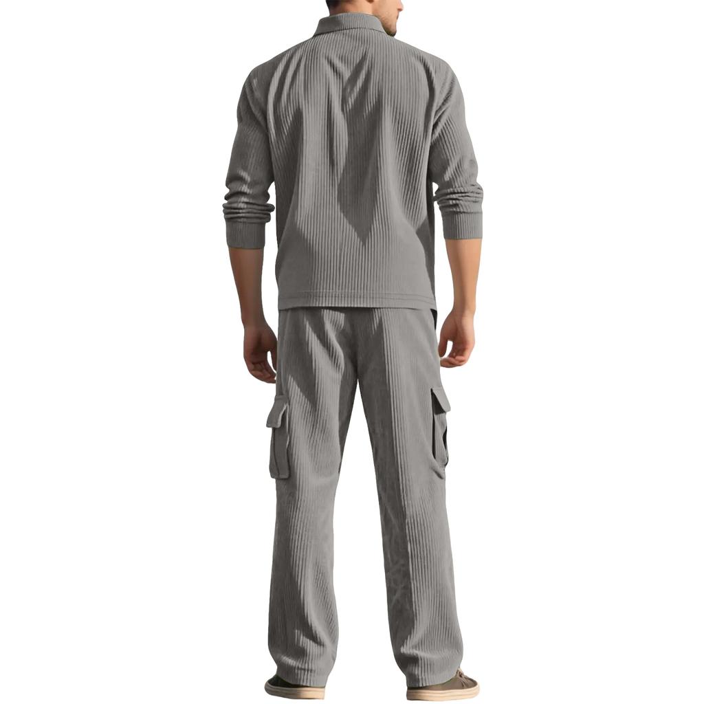 Мужская рубашка с длинным рукавом, рабочие брюки, вельветовая куртка и повседневный костюм