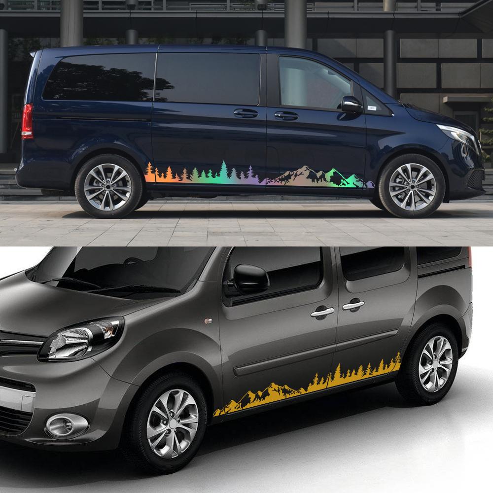 Наклейки на боковую дверь автомобиля Для Renault Kangoo 1 2 3 4x4 MK1 MK2 MK3 Фургон Графика Гора Дерево Виниловые Наклейки Аксессуары для тюнинга авто