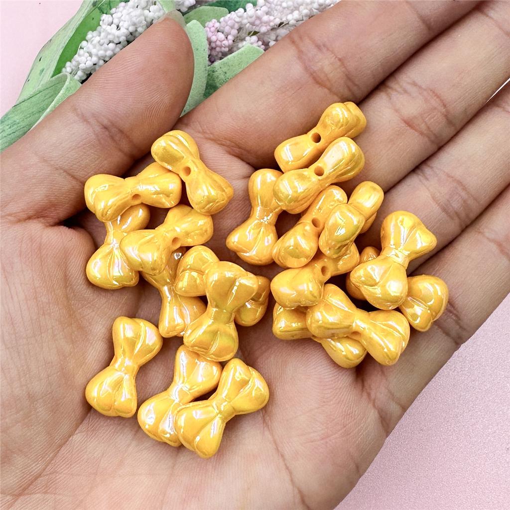 Креативные ослепительные акриловые маленькие бусины в виде банта, материал для самостоятельного изготовления бисера, подвеска, мода для браслета, 20 шт., брелок для изготовления ожерелья, 9,7*17,9 мм